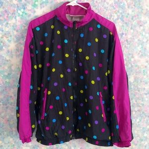 Vintage 90s Neon Polka Dot Windbreaker Jacket